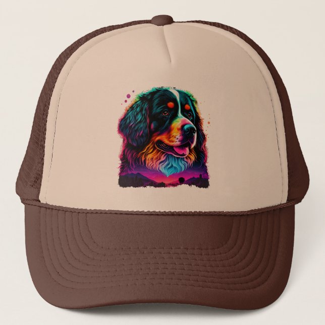 Gorra De Camionero Brillante y bello perro de montaña de Berna (Anverso)
