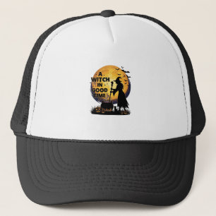 Gorra De Camionero Bruja Buen Tiempo Halloween Luna Caldero_1