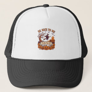 Gorra De Camionero Bruja de Halloween Escoba Calabazas_1