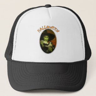 Gorra De Camionero Bruja De Halloween Y Mono Volador