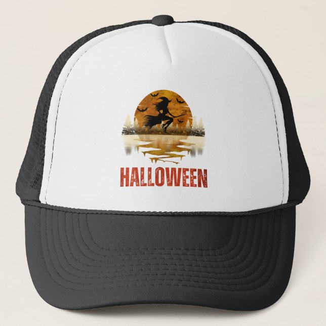GORRA DE CAMIONERO BRUJA DE NOCHE DE HALLOWEEN (Anverso)