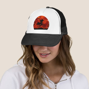 GORRA DE CAMIONERO BRUJA DIVERTIDA EN BICICLETA DISFRAZ DE HALLOWEEN
