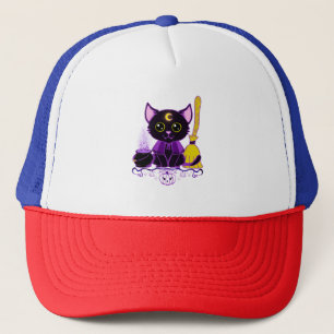 Gorra De Camionero Bruja Gato Negro Cute de Halloween
