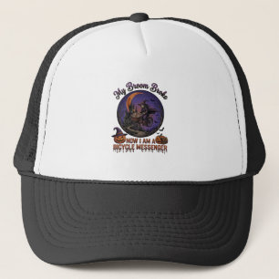Gorra De Camionero Bruja Mensajera En Bicicleta Rompe Escoba Hallowee