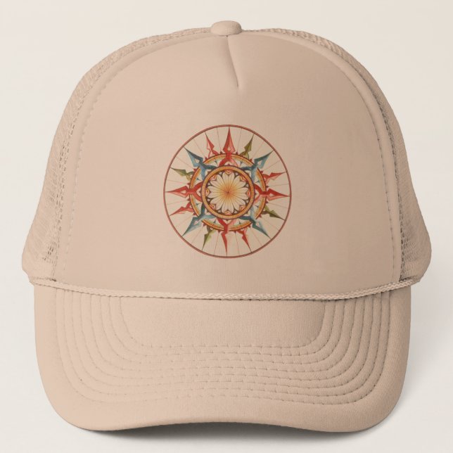 Gorra De Camionero brújula, rosa de viento (Anverso)