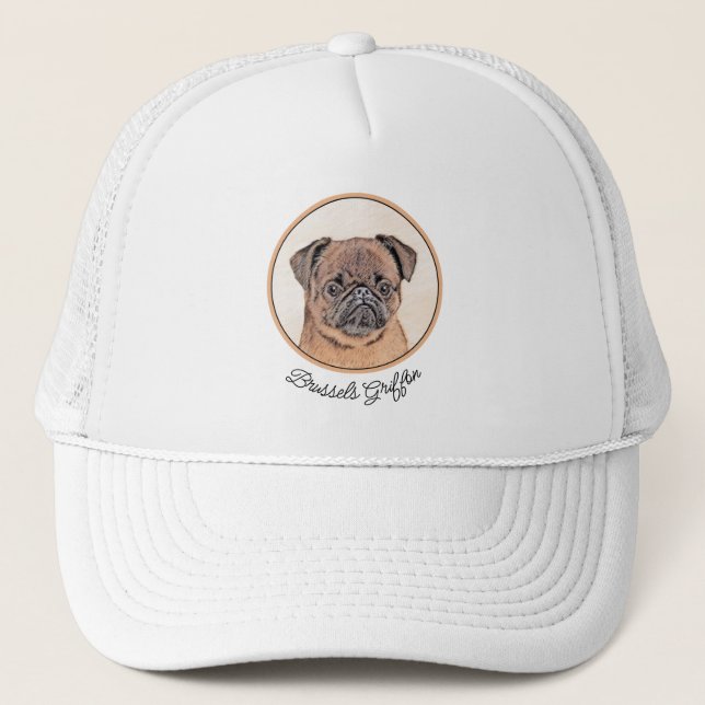 Gorra De Camionero Bruselas Griffon Smooth Painting Original Dog Art (Anverso)