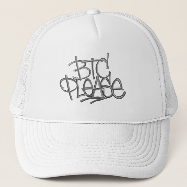 Gorra De Camionero "BTC Please" (Blanco) (Anverso)