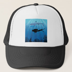 Gorra De Camionero Buceador de tiburones en Scuba