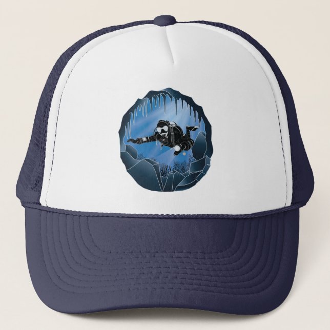 Gorra De Camionero Buceo en cueva - Buceador subacuático (Anverso)