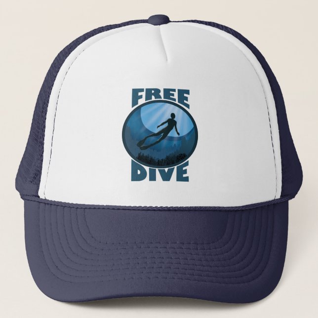 Gorra De Camionero Buceo libre - El Océano Llama "Freediver" (Anverso)