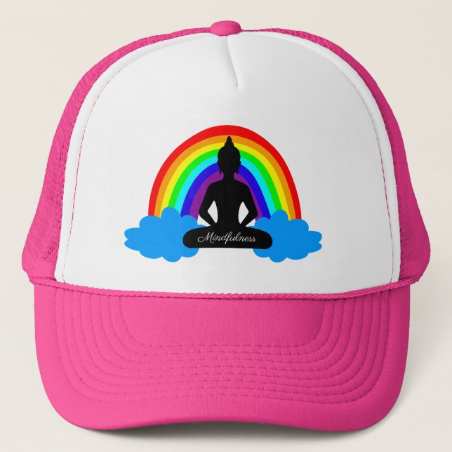 Gorra De Camionero Buda arcoiris y atención y meditación positiva (Anverso)