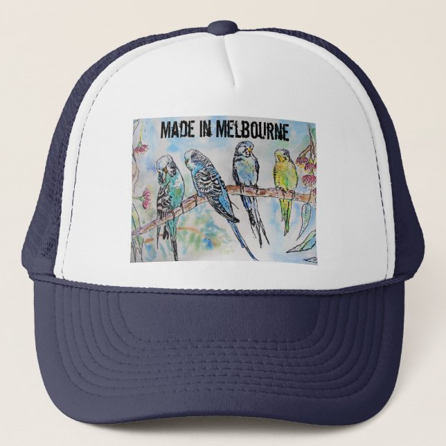 Gorra De Camionero Budgie Budgerigar Bird Made In Melbourne  (Anverso)