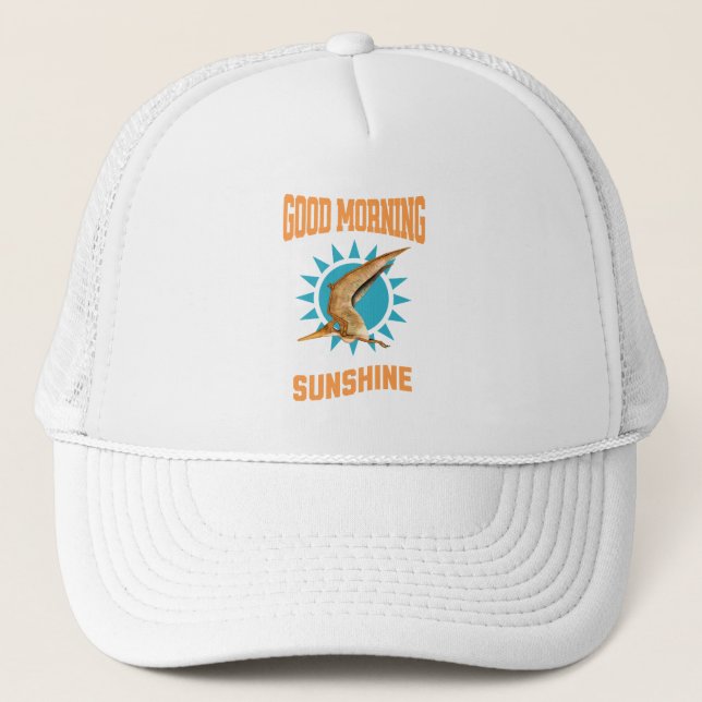 Gorra De Camionero Buenos Días Pterodáctilo Sol Dinosauri (Anverso)