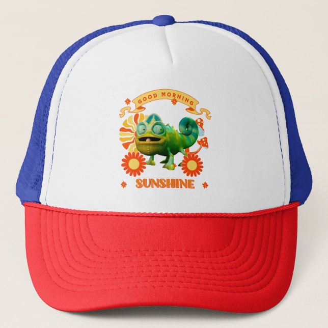 Gorra De Camionero Buenos Días Sol Funny Camaleón (Anverso)