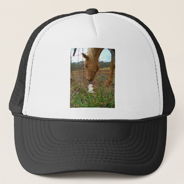 Gorra De Camionero Buey y flor de primavera Bunny (Anverso)