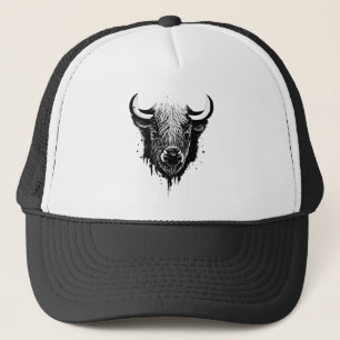 Gorra De Camionero Búfalo Bison Wild Animal Nature Ilustracion Arte