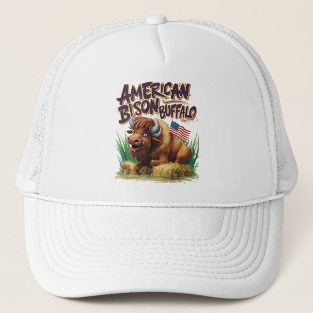 Gorra De Camionero Búfalo de venado estadounidense con bandera estado (Anverso)