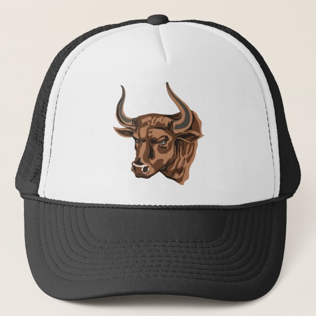 Gorra De Camionero búfalo marrón con cuernos grandes (Anverso)