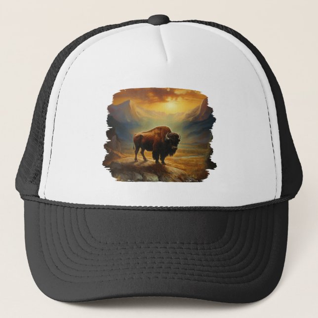 Gorra De Camionero Buffalo Bison Sunset Silhouette (Anverso)