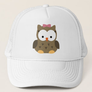 Gorra De Camionero Búho lindo de la niña con el arco rosado