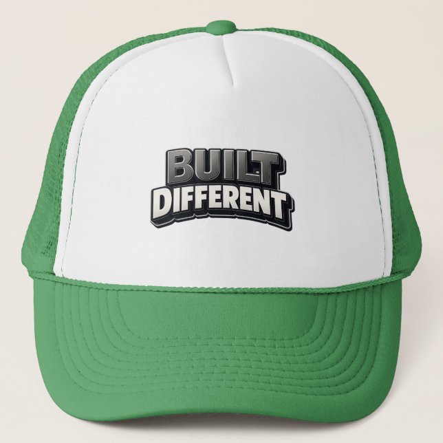 Gorra De Camionero BUILT DIFFERENT – Bold Motivational Statement for  (Anverso)