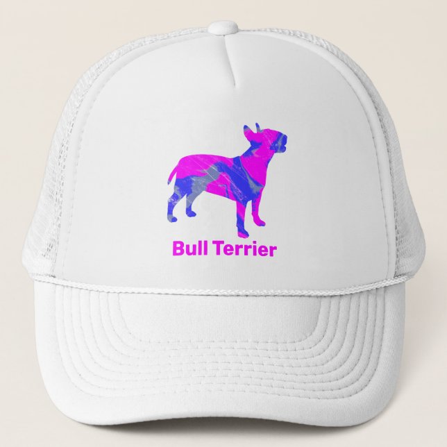 Gorra De Camionero Bull Terrier Perro Inglés Cute Silhouette rosa (Anverso)