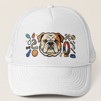 Gorra De Camionero Bulldog Adorable con Diseño de Juguetes para Perro
