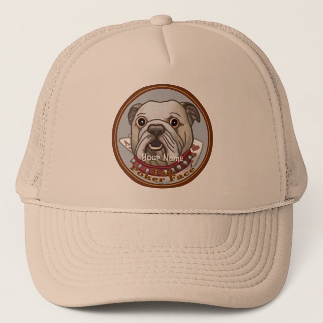 Gorra De Camionero Bulldog Cara de póquer (Anverso)