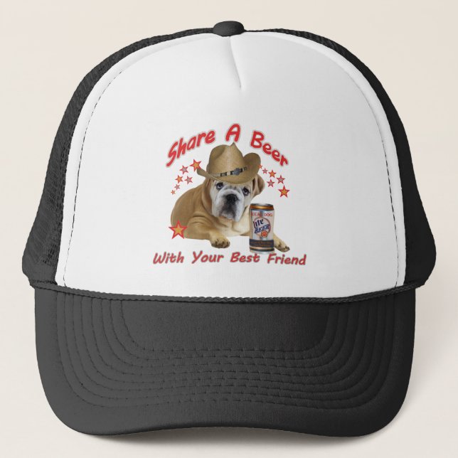 Gorra De Camionero Bulldog Compartir cerveza (Anverso)