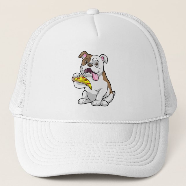 Gorra De Camionero Bulldog con pedazo de pizza (Anverso)