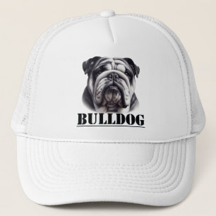 Gorra De Camionero Bulldog en negro y blanco