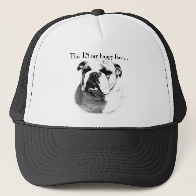 Gorra De Camionero Bulldog Feliz Cara (Anverso)