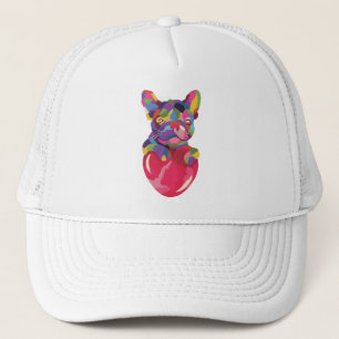 Gorra De Camionero Bulldog francés con el corazón rojo colorido