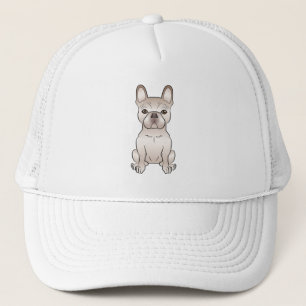 Gorra De Camionero Bulldog Francés Cute Cream sentado / Perro Frenchi
