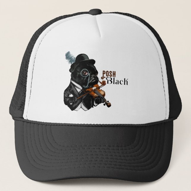 Gorra De Camionero Bulldog francés de Posh Black    (Anverso)