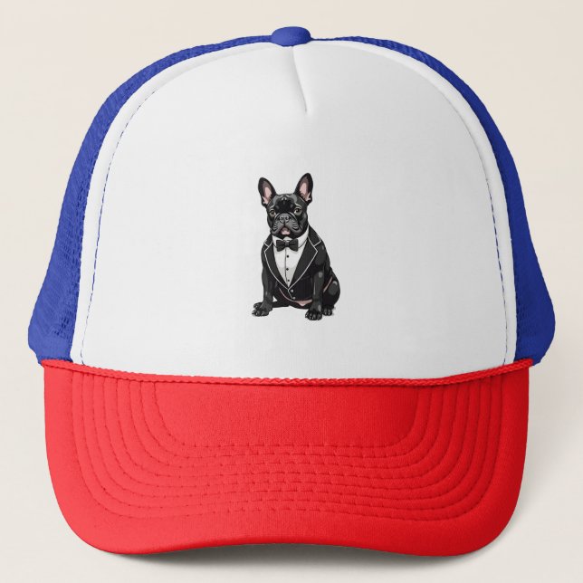 Gorra De Camionero Bulldog francés en Tuxedo (Anverso)