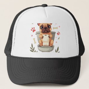 Gorra De Camionero Bulldog Francés Enfadado Vintage Sosteniendo Papel