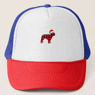 Gorra De Camionero Bulldog francés lindo Santa Hat Navidades Red Plai