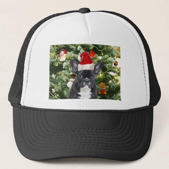 Gorra De Camionero Bulldog francés Ornamenta árbol de Navidad Snowman (Anverso)