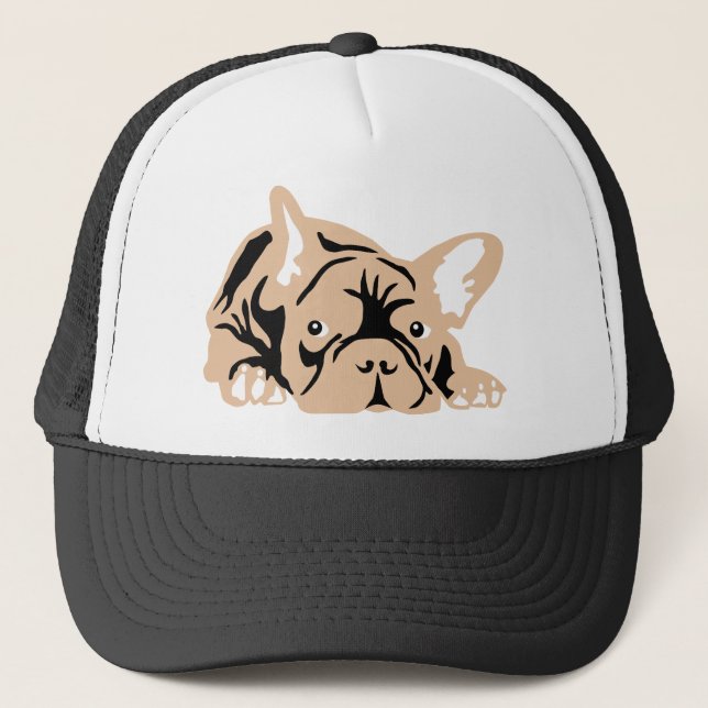 Gorra De Camionero Bulldog francés rosa (Anverso)
