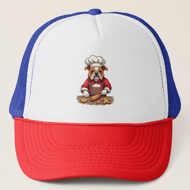 Gorra De Camionero Bulldog Gingerbread Chef dog (Anverso)