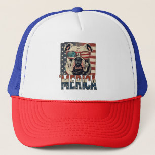 Gorra De Camionero Bulldog Vintage Merica 4 de julio patriótico