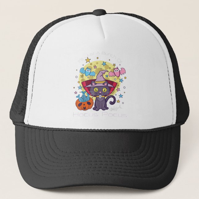 Gorra De Camionero Bunch of Hocus Pocus Ilustracion de Arte Gato Negr (Anverso)