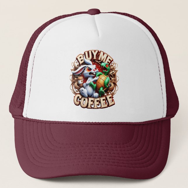 Gorra De Camionero Bunny and Turtle con café Cup Comprarme un café (Anverso)