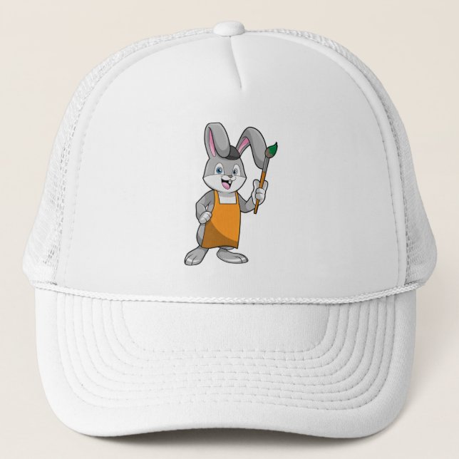 Gorra De Camionero Bunny as Painter con pincel de pintura (Anverso)