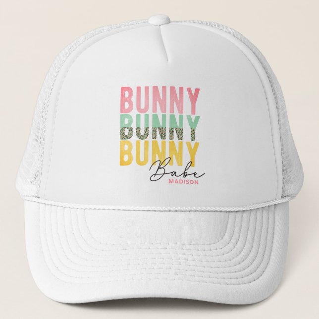Gorra De Camionero Bunny Babe Cute Moderna Girly Easter Personalizada (Anverso)