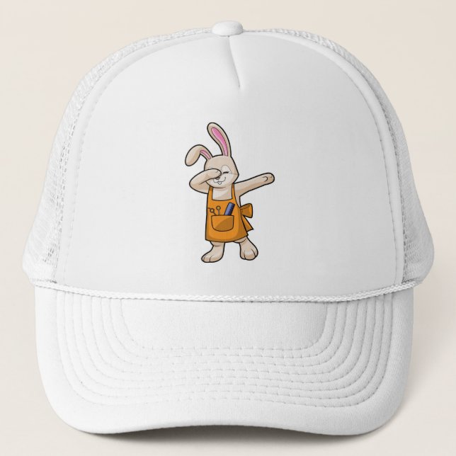 Gorra De Camionero Bunny como peluquero con comb y tijera (Anverso)