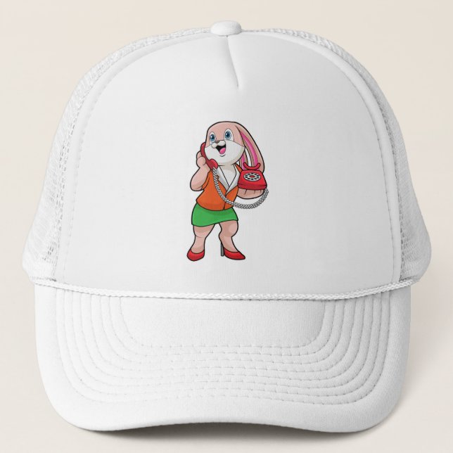 Gorra De Camionero Bunny como secretario con teléfono (Anverso)
