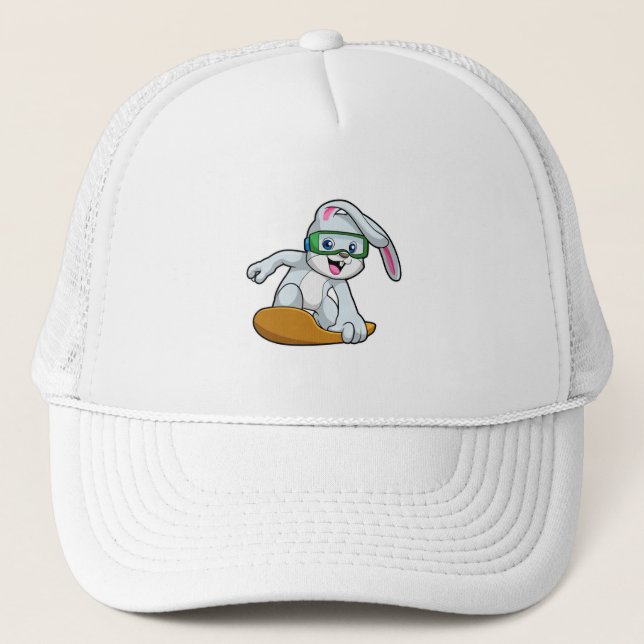 Gorra De Camionero Bunny como Snowboarder con Snowboard (Anverso)
