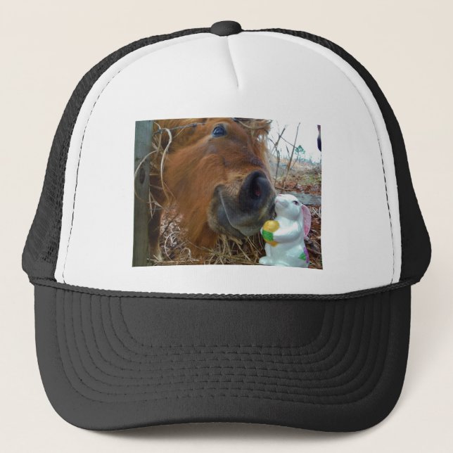 Gorra De Camionero Bunny de Pascua y caballo marrón (Anverso)